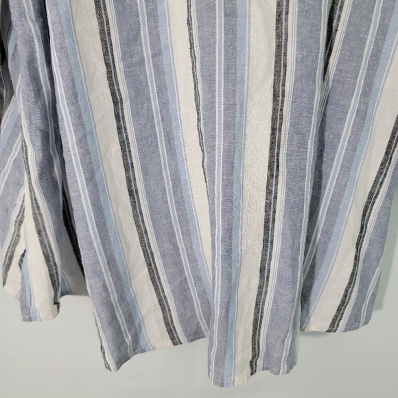 NWT Lane Bryant Women Gray/White Striped Relaxed 3/4 Sleeve Scoop-neck Blouse 22 - Picture 6 of 11